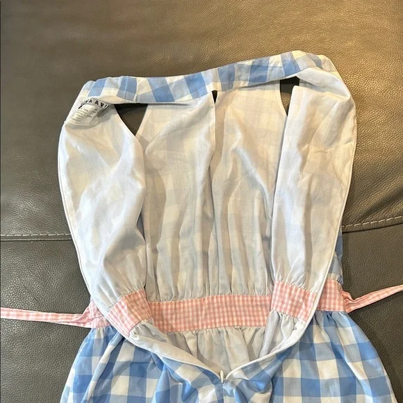 Blue and White Checkered Sleeveless Top with Pink Belt. MADE IN USA. Size 4 - Picture 5 of 7